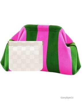 Woven Crochet Clutch Purses Dumpling Striped Evening Handbag